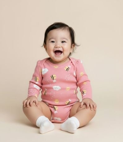 Body Infantil en Rib con Estampa Abeja - Talle RN a 18 meses 1