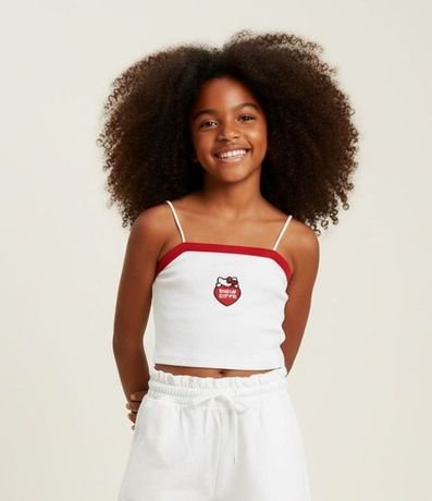 Blusa Infantil en Rib con Bordado Hello Kitty - Talle 5 a 14 años