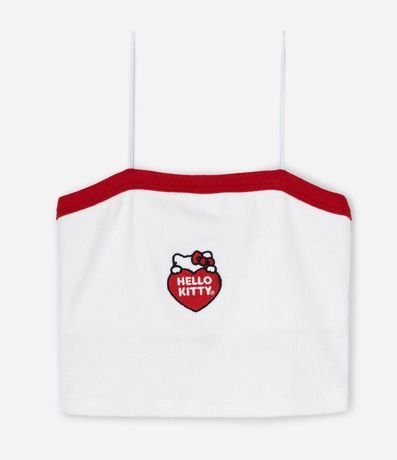 Blusa Infantil en Rib con Bordado Hello Kitty - Talle 5 a 14 años