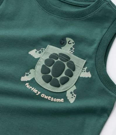 Musculosa Infantil con Pequeño Bolsillo Estampa Tortuga - Talle 1 a 6 años 5