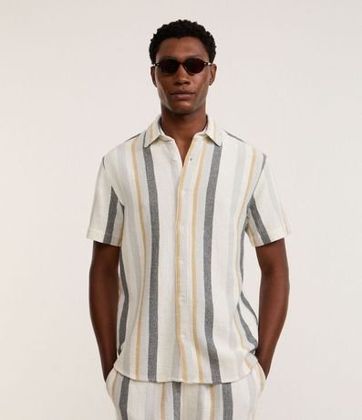 Camisa en Algodón Texturizada con Estampa Rayas