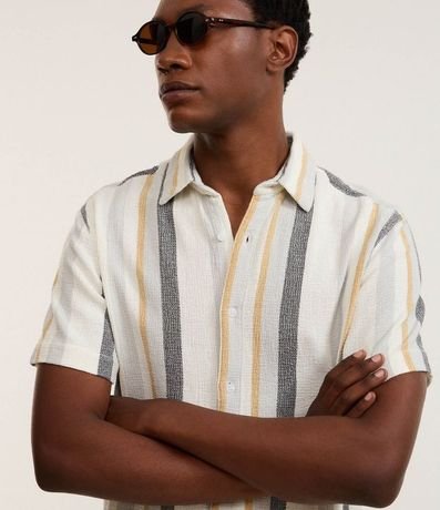 Camisa en Algodón Texturizada con Estampa Rayas 3