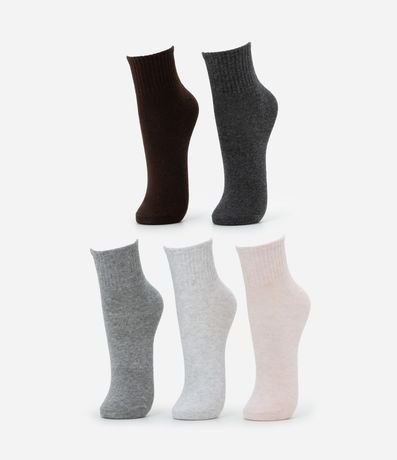 Kit 05 Medias Cano Mediano Deportivas en Algodón