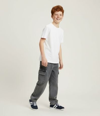 Pantalón Baggy Infantil en Jeans con Bolsillos Cargo - Talle 5 a 14 años 2