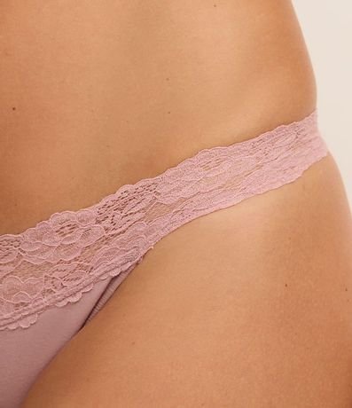 Kit 02 Bombachas Bikini Hilo en Algodón con Cintura de Encaje 4