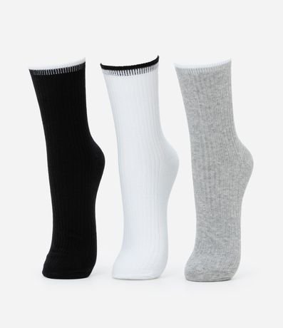 Kit 03 Medias Caña Larga Deportivas en Algodón con Bordado Get Over