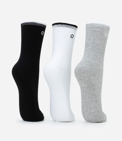 Kit 03 Medias Caña Larga Deportivas en Algodón con Bordado Get Over 3