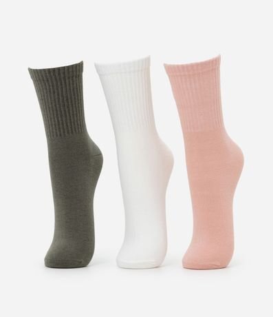 Kit 03 Medias Cano Mediano en Algodón con Bordado de Frutas 2