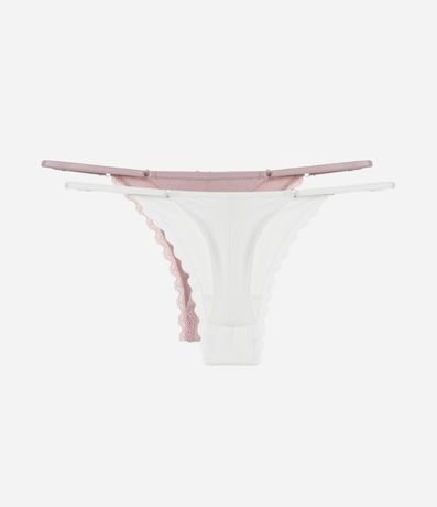 Kit 02 Bombachas Colaless Hilo Doble en Algodón con Detalles en Encaje 2