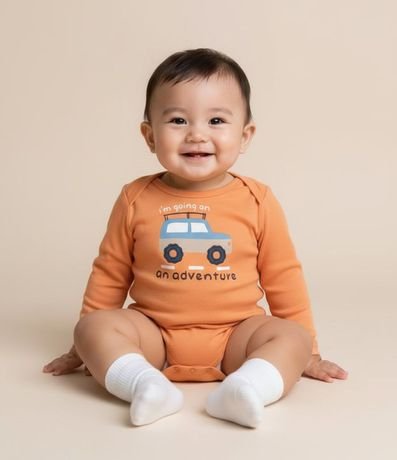 Body Infantil con Estampa Camioneta - Talle 0 a 18 meses