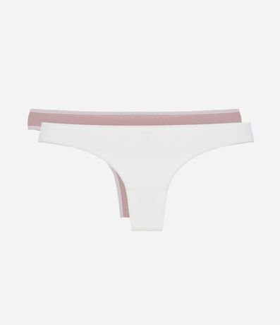 Kit 02 Bombachas Bikini  Hilo con Contraste en la Cintura