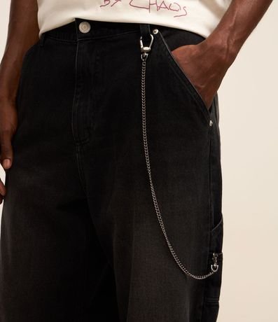 Pantalón Super Baggy en Jeans Efecto Mármol con Cadena en el Bolsillo 3