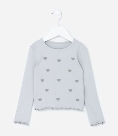 Blusa Infantil Acanalada con Estampa Corazones - Talle 1 a 6 años