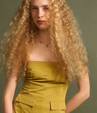 Blusa en Sarga Sin Breteles con Lastex en la Espalda 6