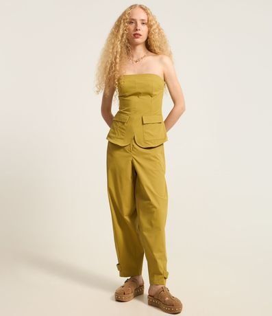 Blusa en Sarga Sin Breteles con Lastex en la Espalda 2