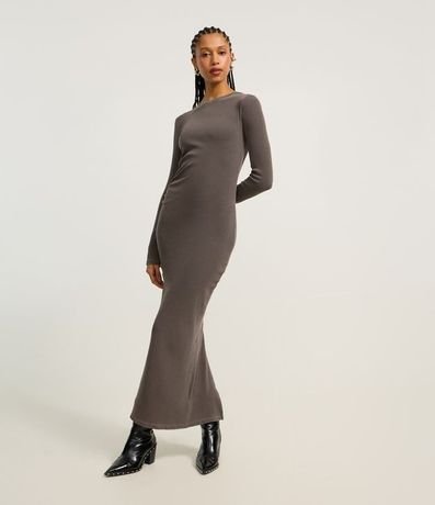 Vestido New Midi con Drapeado Lateral y Fenda en la Parte Baja
