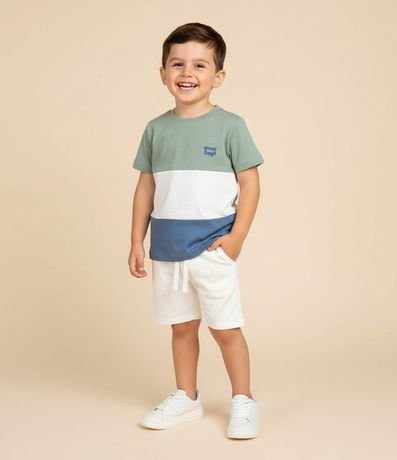Remera Texturizada Infantil con Blocos de Cores y Bordado - Talle 1 a 6 años