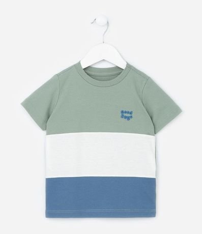 Remera Texturizada Infantil con Blocos de Cores y Bordado - Talle 1 a 6 años
