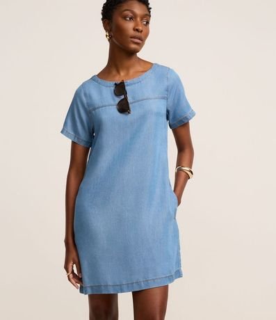 Vestido Corto en Liocel con Recortes