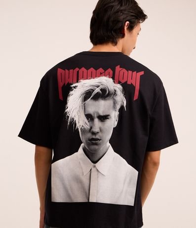Remera Boxy en Malla con Estampa Justin Bieber 2