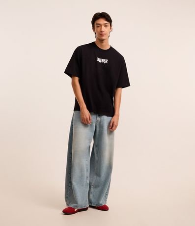 Remera Boxy en Malla con Estampa Justin Bieber 3