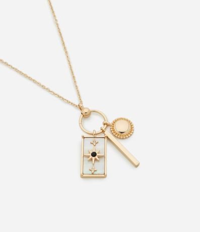 Collar Mediano con Colgantes de Nacár con Estrella Palito y Esfera