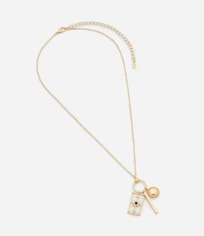 Collar Mediano con Colgantes de Nacár con Estrella Palito y Esfera 2