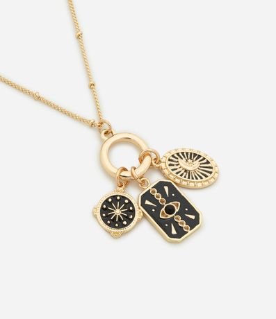 Collar Mediano en Metal con Cadena de Lunares Colgantes Esmaltados