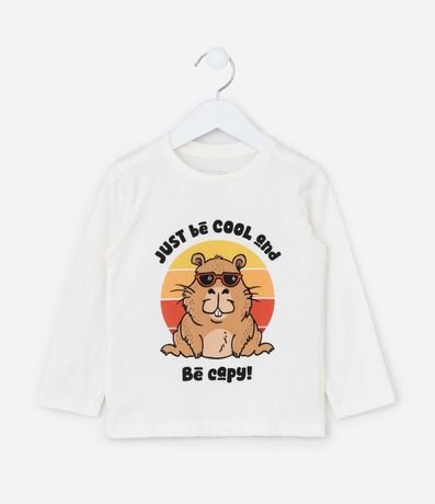 Remera Infantil en Algodón Estampa Capivara de óculos - Talle 1 a 6 años