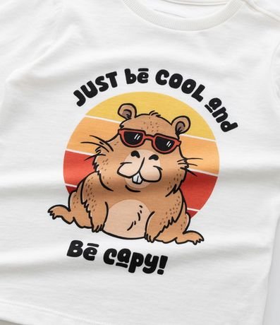 Remera Infantil en Algodón Estampa Capivara de óculos - Talle 1 a 6 años 6