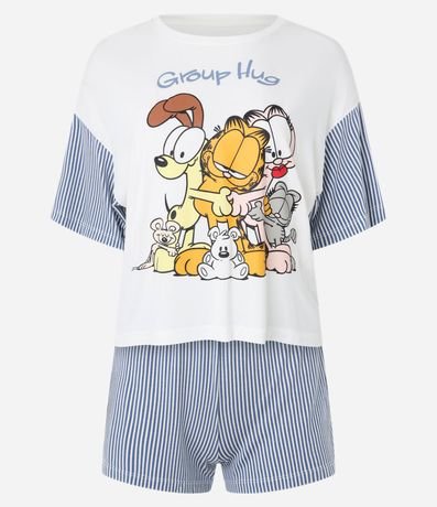 Pijama Short Doll en Viscosa con Estampa Garfield y Rayas 4