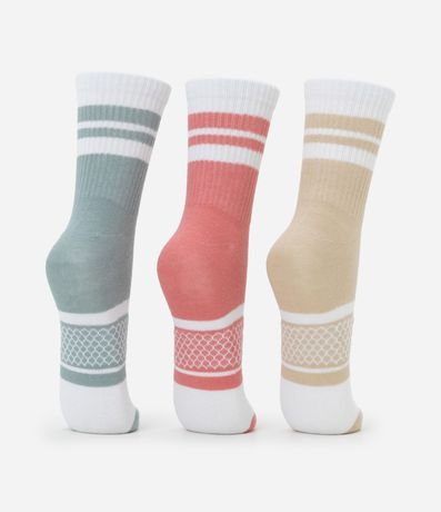 Kit 03 Medias Caña Larga Deportivas en Algodón con Rayas 3