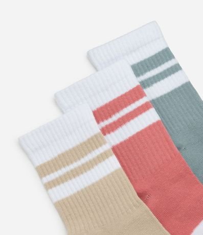 Kit 03 Medias Caña Larga Deportivas en Algodón con Rayas 4
