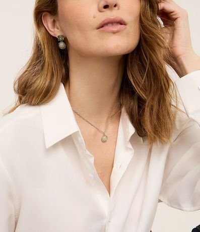 Conjunto de Collar Corto con Caravana y Colgante Redondo 4