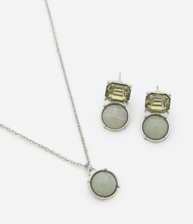 Conjunto de Collar Corto con Caravana y Colgante Redondo 2