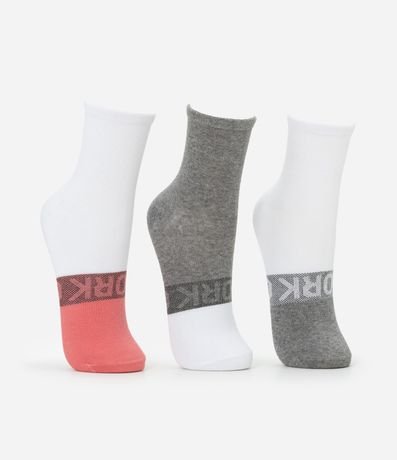 Kit 03 Medias Cano Mediano Deportivas en Algodón con Lettering Work Out 2