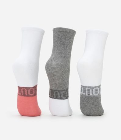 Kit 03 Medias Cano Mediano Deportivas en Algodón con Lettering Work Out 3
