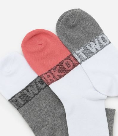 Kit 03 Medias Cano Mediano Deportivas en Algodón con Lettering Work Out 5