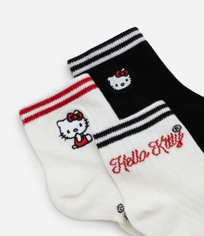 Kit 03 Medias Cano Mediano con Bordado Hello Kitty