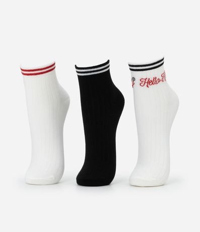 Kit 03 Medias Cano Mediano con Bordado Hello Kitty 2