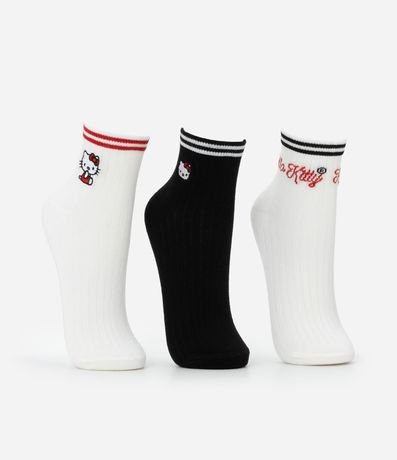 Kit 03 Medias Cano Mediano con Bordado Hello Kitty 3