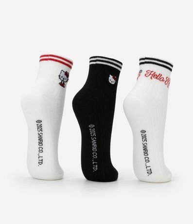 Kit 03 Medias Cano Mediano con Bordado Hello Kitty 4