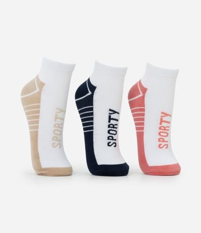 Kit 03 Medias Caña Corta Deportivas en Algodón con Estampa Sporty 2