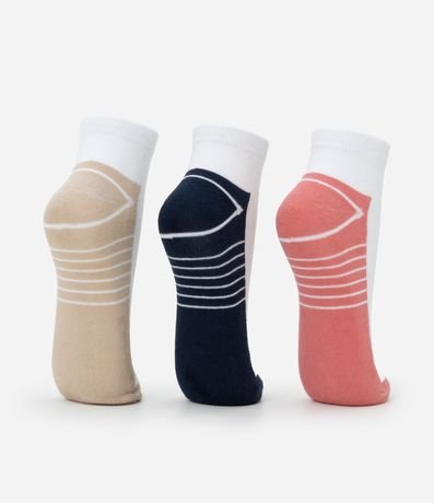 Kit 03 Medias Caña Corta Deportivas en Algodón con Estampa Sporty 3