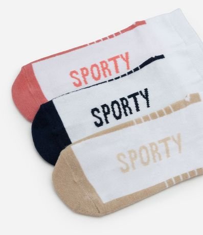 Kit 03 Medias Caña Corta Deportivas en Algodón con Estampa Sporty 4