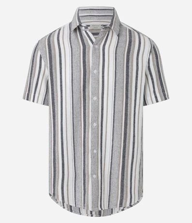 Camisa en Algodón con Textura y Rayas