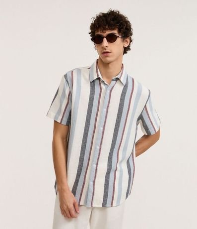 Camisa en Algodón Texturizada con Estampa Rayas 2