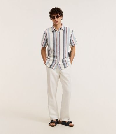 Camisa en Algodón Texturizada con Estampa Rayas 3