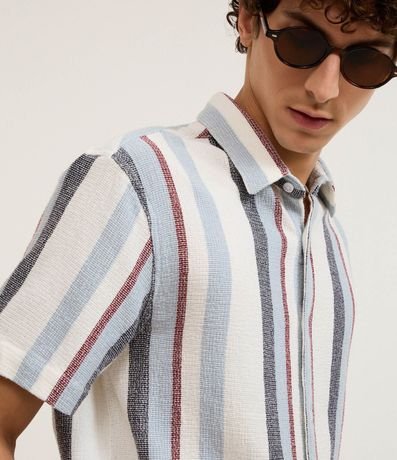 Camisa en Algodón Texturizada con Estampa Rayas 4