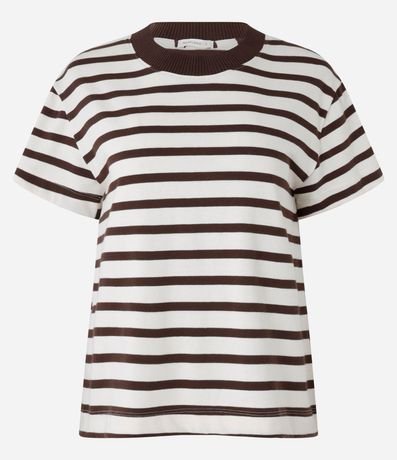 Blusa Rayada en Algodón con Cuello Contrastante 5